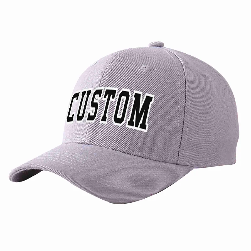 Baseball Cap Stylish-Custom Gray Black-White Curved Eaves Sport Baseball Cap Design for Men/Women/Youth