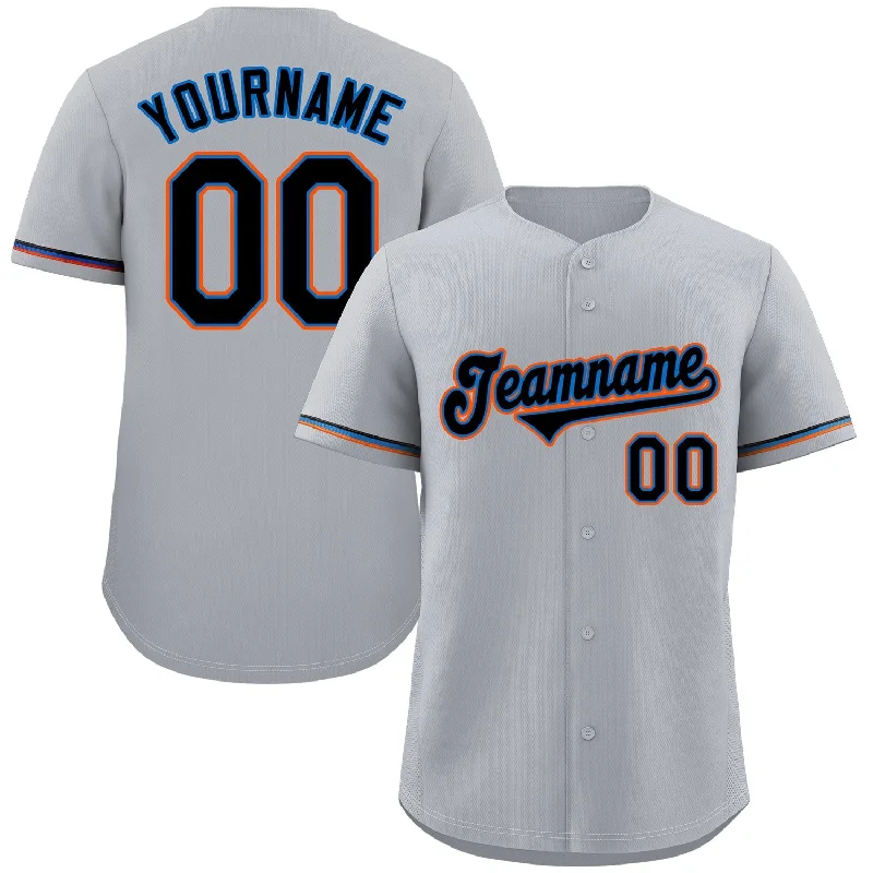 Baseball Jersey Vacation-Custom Gray Powder Blue-Orange Classic Style Authentic Baseball Jersey