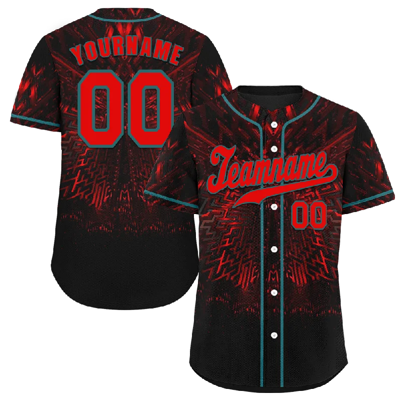 Baseball Jersey Gold-Custom Black Red 3D Pattern Red Authentic Baseball Jersey BSBJ0a-bc0fbe0