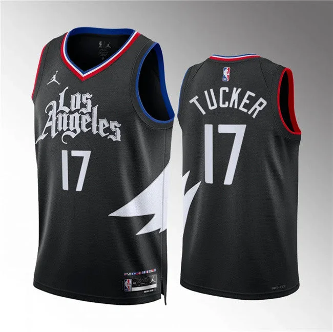 Basketball Jersey Limited Stock-Men's Los Angeles Clippers #17 P.j. Tucker Black Statement Edition Stitched Basketball Jersey