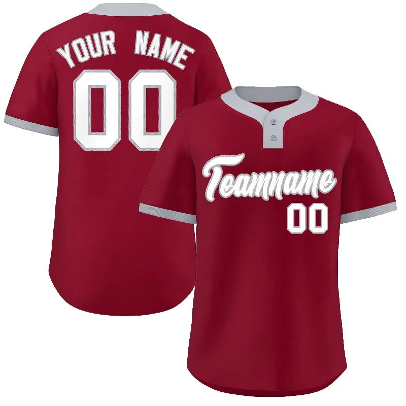 Baseball Jersey All-Season-Custom Crimson White-Gray Classic Style Authentic Two-Button Baseball Jersey