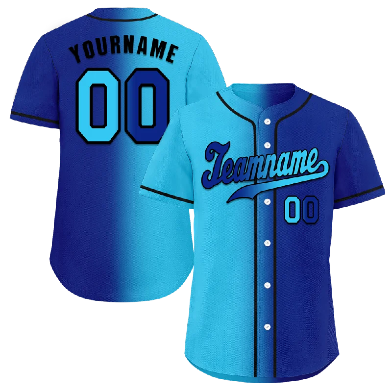 Baseball Jersey Concert-Custom Aqua Blue Gradient Fashion Blue Authentic Baseball Jersey