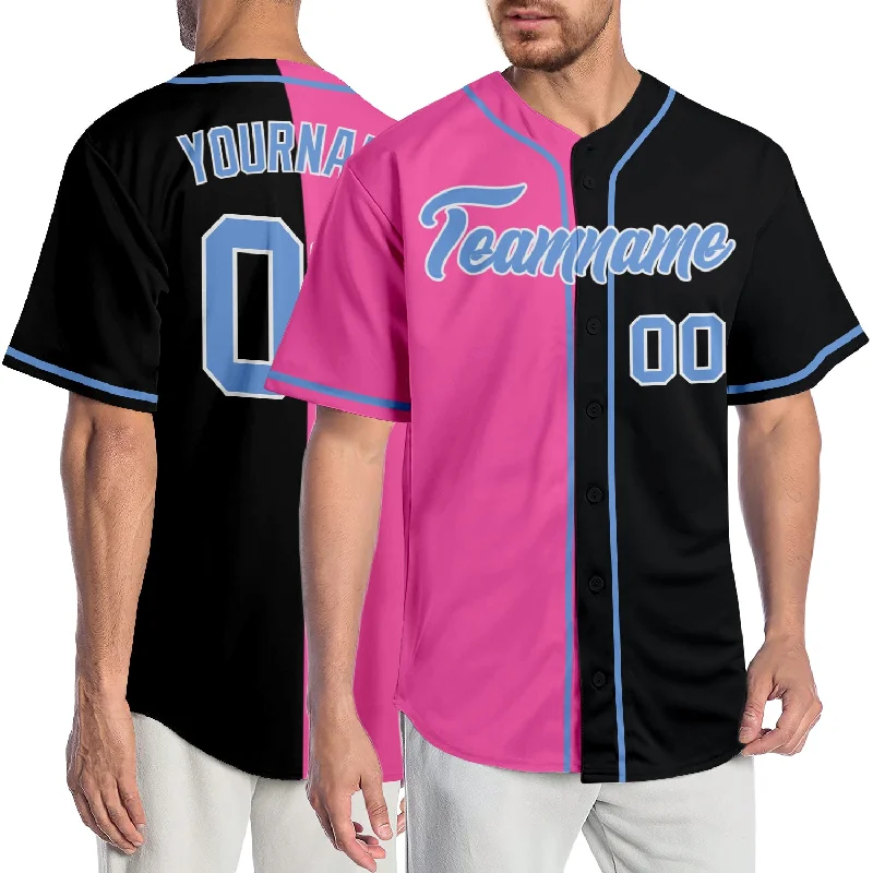 Baseball Jersey Bridesmaid-Custom Black Light Blue-Pink Authentic Split Fashion Baseball Jersey