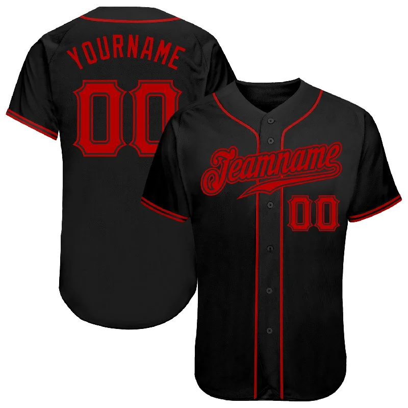 Baseball Jersey Sports-Custom Black Red Authentic Baseball Jersey