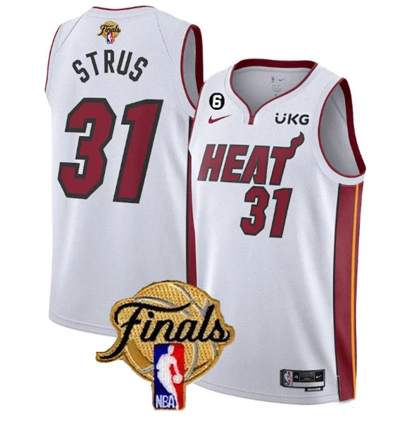 Basketball Jersey High-Quality-Men's Miami Heat #31 Max Strus White 2023 Finals Association Edition With NO.6 Patch Stitched Basketball Basketball Jersey