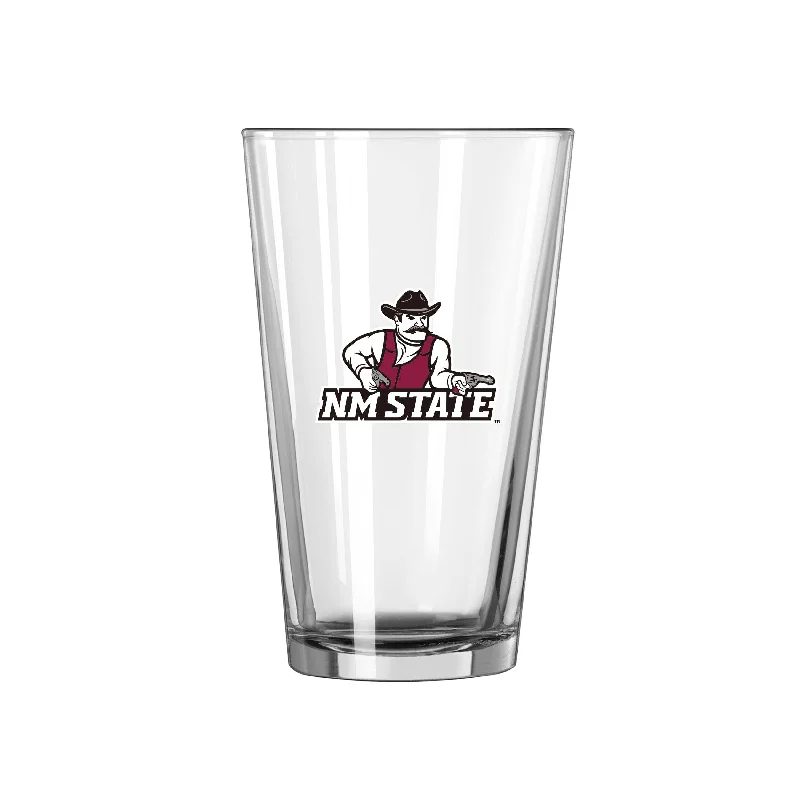 Team Mug Hustle-New Mexico State 16oz Logo Pint Glass