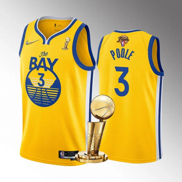 Basketball Jersey Hunting-Men's Golden State Warriors #3 Jordan Poole Gold 2022 Finals Champions Stitched Basketball Jersey