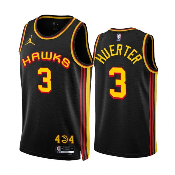 Basketball Jersey Stylish-Men's Atlanta Hawks #3 Kevin Huerter 2022/23 Black Statement Edition Stitched Basketball Jersey