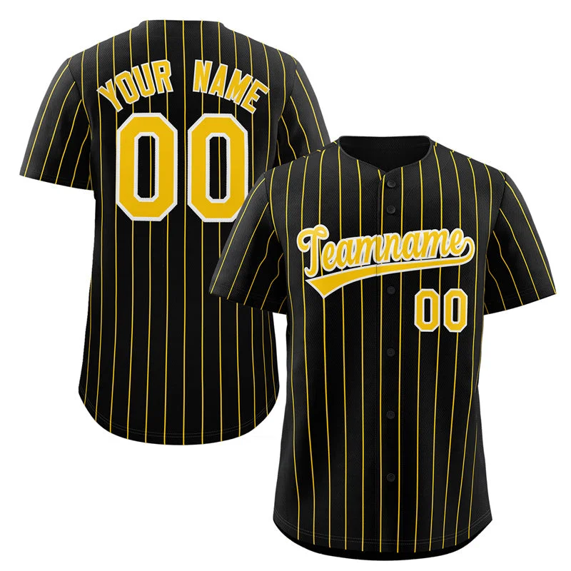 Baseball Jersey Classic-Custom Black Gold-White Stripe Fashion Authentic Baseball Jersey