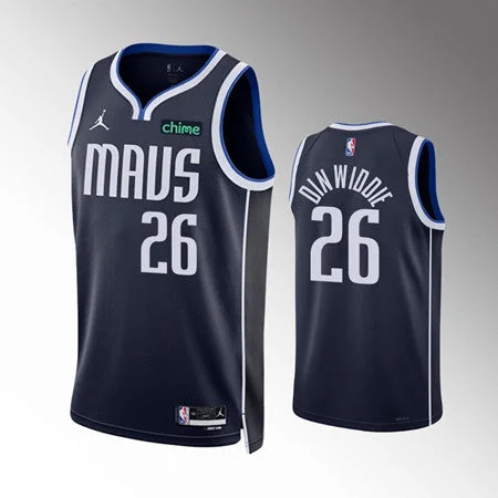 Basketball Jersey Basketball Coach-Men's Dallas Mavericks #26 Spencer Dinwiddie Navy Statement Edition Stitched Basketball Basketball Jersey