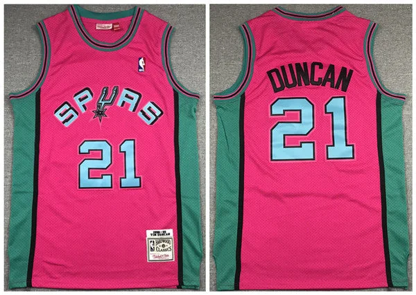 Basketball Jersey Mother’s Day-Men's San Antonio Spurs #21 Tim Duncan 1998-99 Pink Throwback Stitched Basketball Jersey