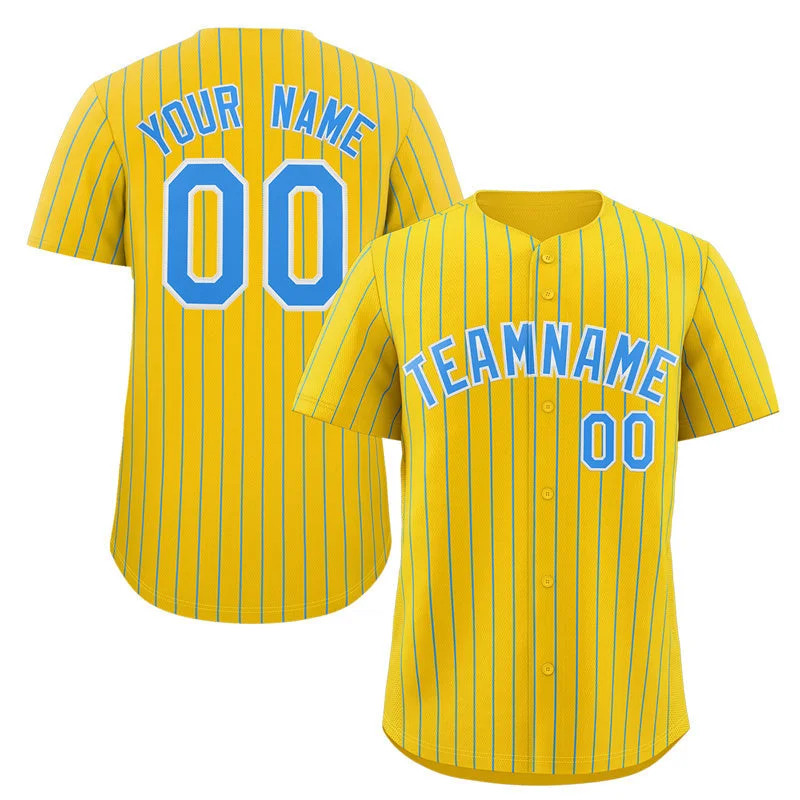 Baseball Jersey Girls-Custom Gold Powder Blue-White Stripe Fashion Authentic Baseball Jersey