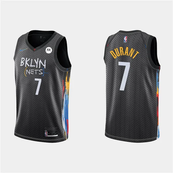 Basketball Jersey Geometric-Men's Brooklyn Nets #7 Kevin Durant 2020 Black City Edition Stitched Basketball Jersey