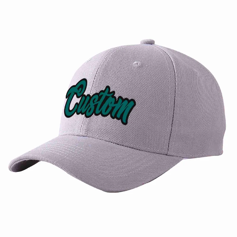 Baseball Cap Sweatproof-Custom Gray Aqua-Black Curved Eaves Sport Baseball Cap Design for Men/Women/Youth