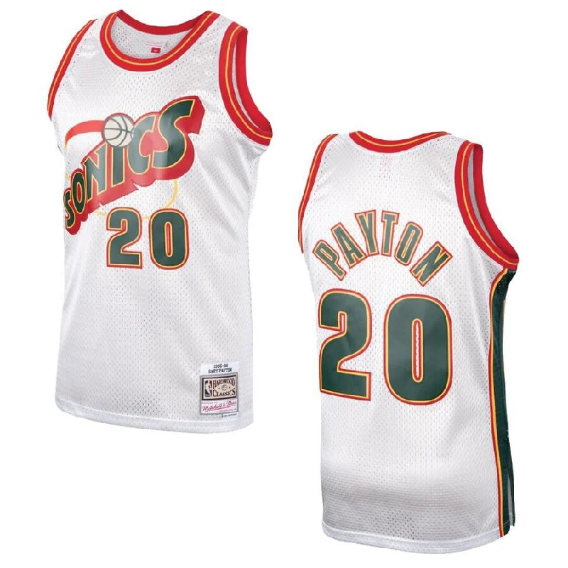 Basketball Jersey Multi-Color-Men's Oklahoma City Thunder #20 Gary Payton White 1995-96 Throwback SuperSonics Stitched Basketball Jersey