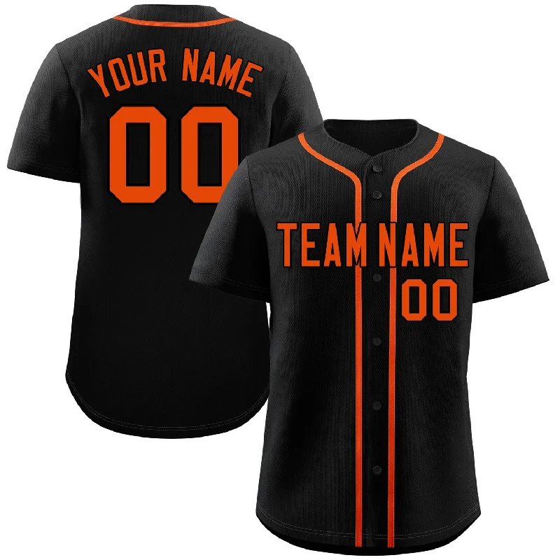 Baseball Jersey Top Rated-Custom Black Orange Classic Style Authentic Baseball Jersey