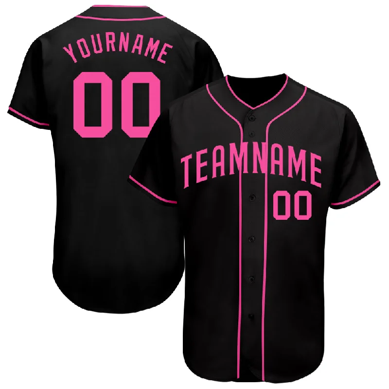 Baseball Jersey Pink-Custom Black Pink Authentic Baseball Jersey