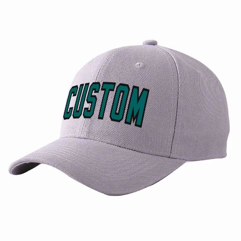 Baseball Cap Inspirational Quote-Custom Gray Aqua-Black Curved Eaves Sport Baseball Cap Design for Men/Women/Youth