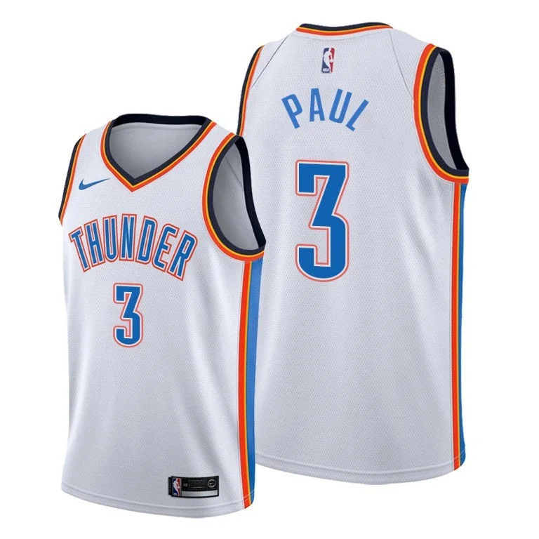 Basketball Jersey Custom-Men's Oklahoma City Thunder White #3 Chris Paul Stitched Basketball Jersey