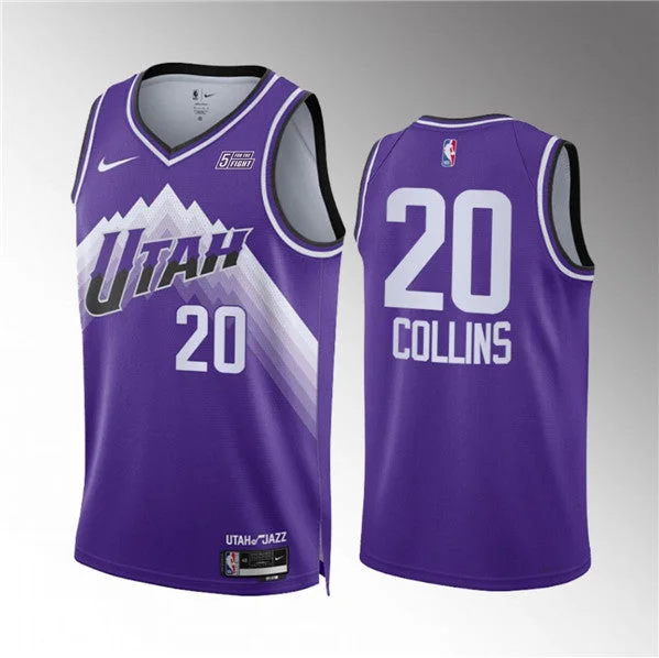 Basketball Jersey Anime-Men's Utah Jazz #20 John Collins Purple 2023/24 City Edition Stitched Basketball Basketball Jersey