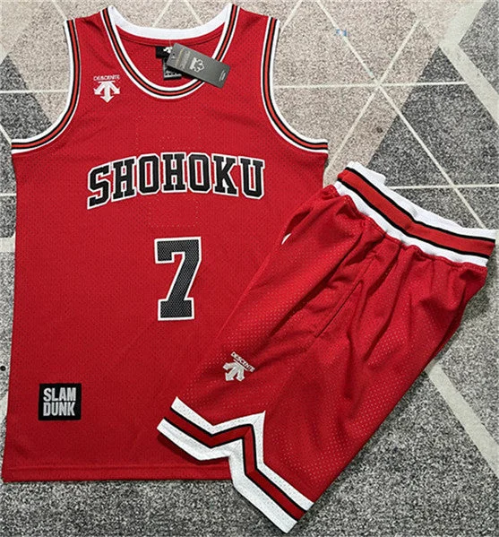 Basketball Jersey Boys-Men's Shohoku #7 Ryota Miyagi Red Stitched Basketball Basketball Jersey And Shorts Suit