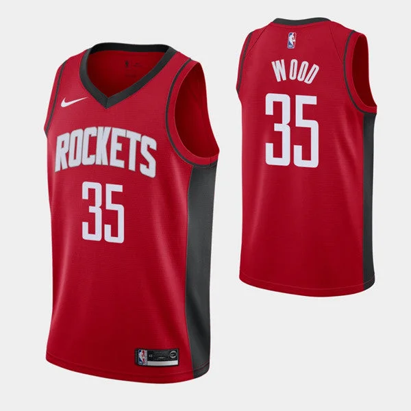 Basketball Jersey Quick-Dry-Men's Houston Rockets #35 Christian Wood Red Stitched Basketball Jersey