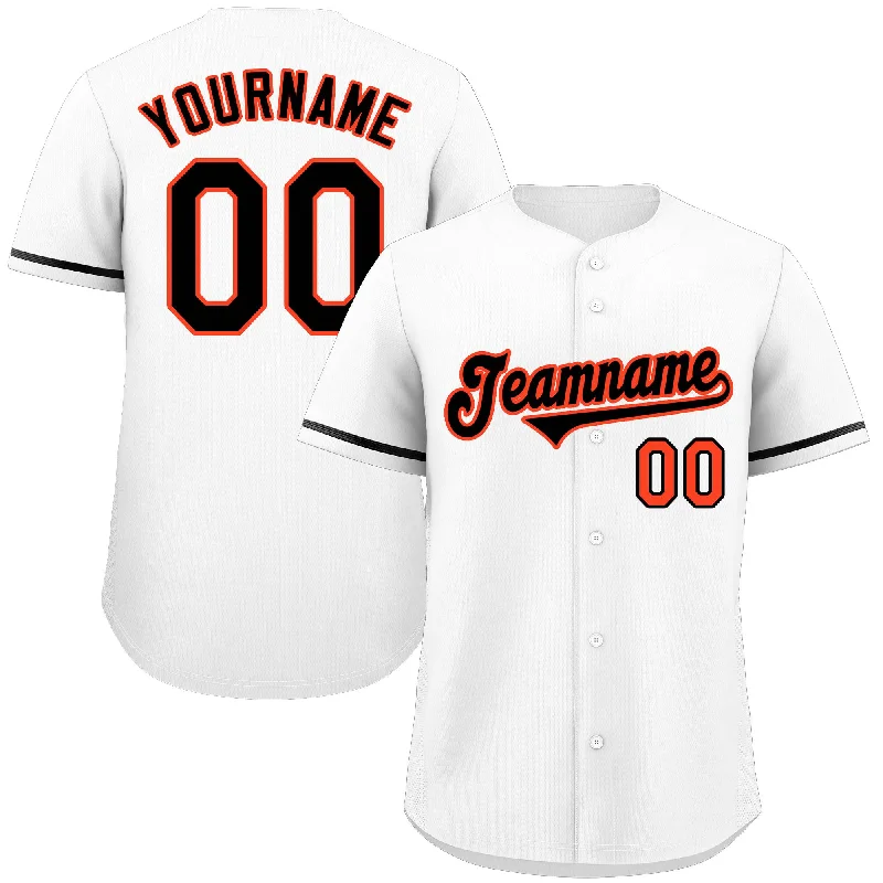 Baseball Jersey Valentine’s Day-Custom White Black-Orange Classic Style Authentic Baseball Jersey