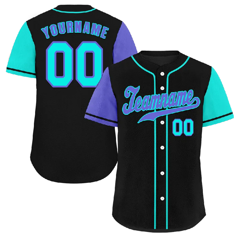 Baseball Jersey Hip Hop-Custom Black Two Tone Purple Authentic Baseball Jersey