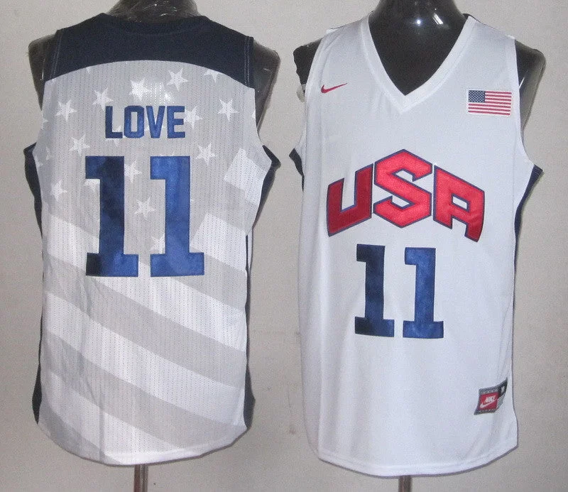 Basketball Jersey Unisex-USA 11 Love White 2012 Basketball Jerseys