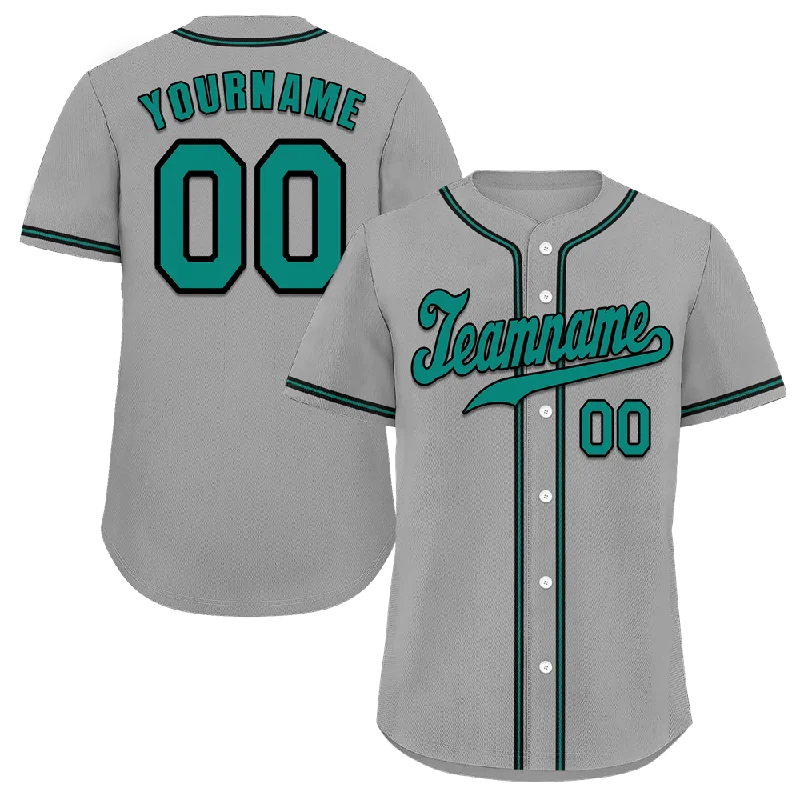 Baseball Jersey Movie-Themed-Custom Grey Classic Style Green Authentic Baseball Jersey