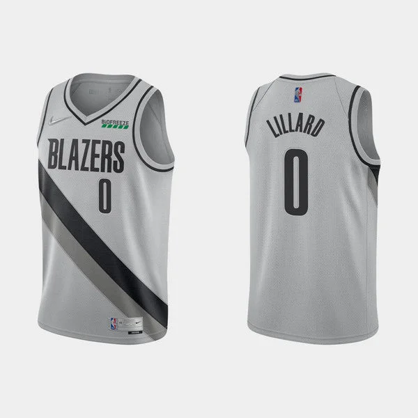 Basketball Jersey Viral-Men's Portland Trail Blazers #0 Damian Lillard Earned Edition Gray Stitched Basketball Jersey