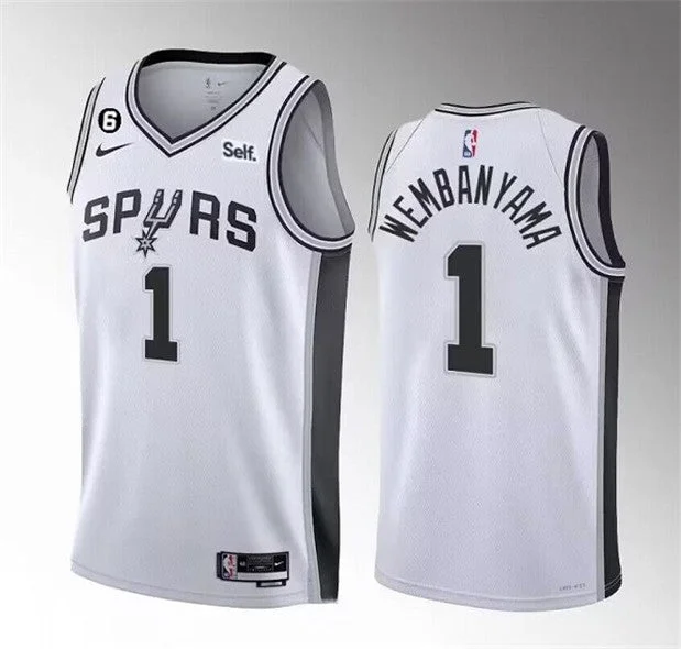 Basketball Jersey Best Seller-Men's San Antonio Spurs #1 Victor Wembanyama White 2022/23 Association Edition With NO.6 Patch Stitched Basketball Basketball Jersey