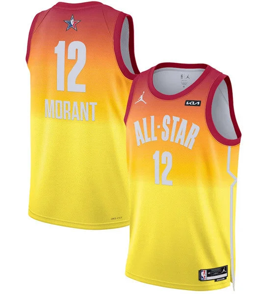 Basketball Jersey Online Exclusive-Men's 2023 All-Star #12 Ja Morant Orange Game Swingman Stitched Basketball Basketball Jersey