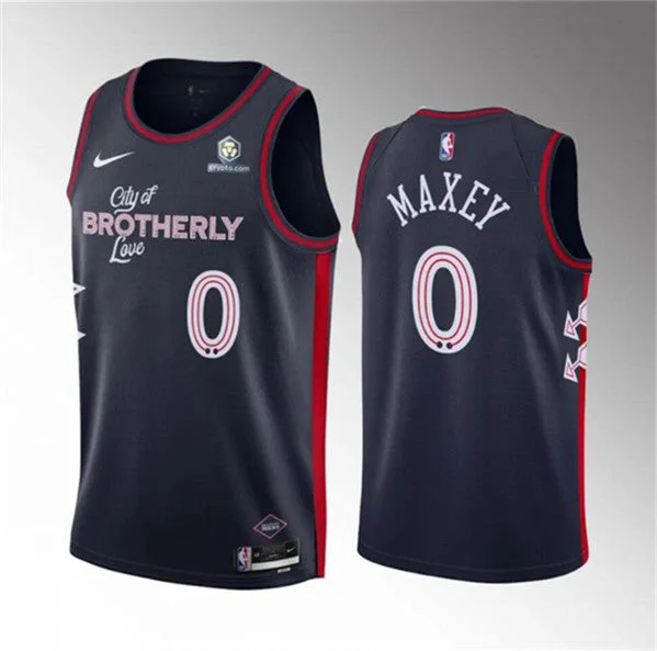 Basketball Jersey Personalized-Men's Philadelphia 76ers #0 Tyrese Maxey Navy 2023-24 City Edition Stitched Basketball Basketball Jersey