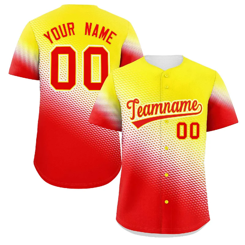 Baseball Jersey Motivational-Custom Gold Red Tiny Spot Gradient Fashion Authentic Baseball Jersey