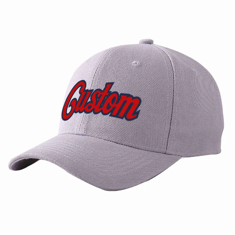 Baseball Cap State Pride-Custom Gray Red-Navy Curved Eaves Sport Baseball Cap Design for Men/Women/Youth