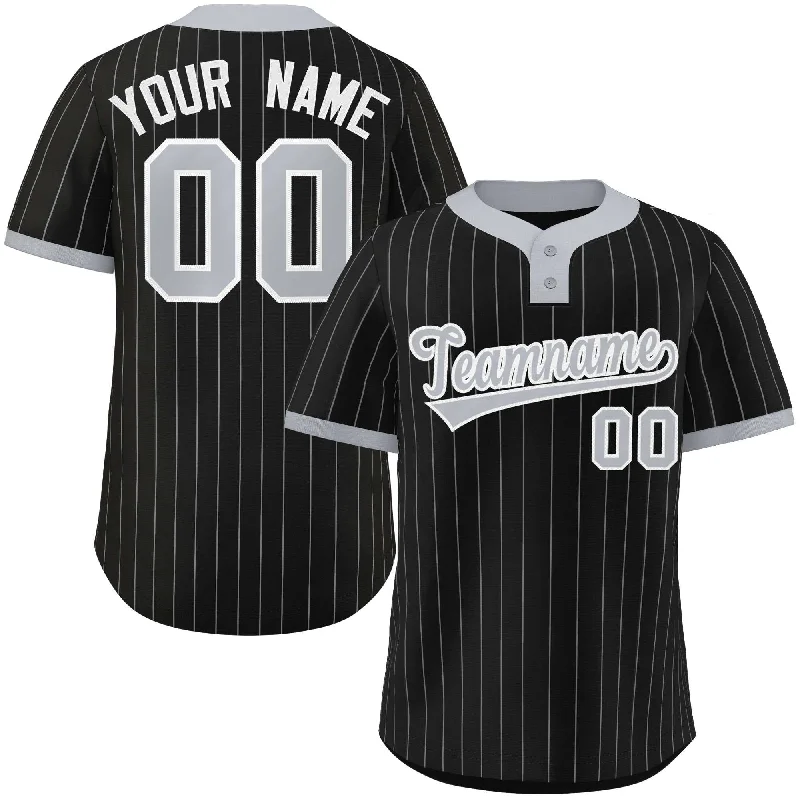 Baseball Jersey Tie-Dye-Custom Black Gray Stripe Fashion Authentic Two-Button Baseball Jersey