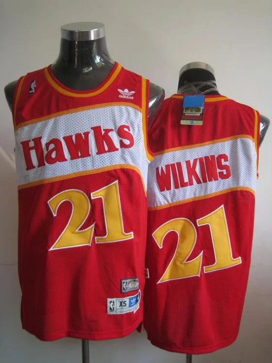 Basketball Jersey Top Rated-Hawks 21 Wilkins Red Basketball Jerseys