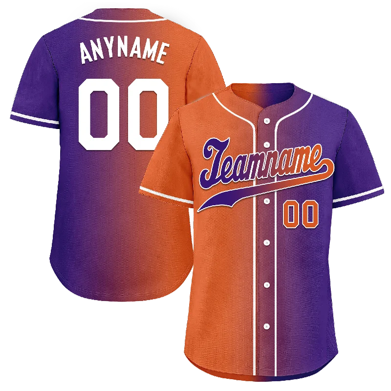 Baseball Jersey Aesthetic-Custom Orange Purple Gradient Fashion Personalized Authentic Baseball Jersey BSBJ01-D0a7a08