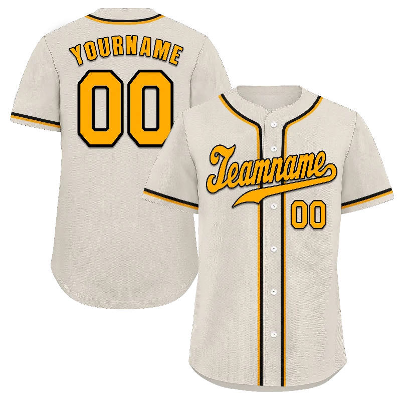 Baseball Jersey Sustainable-Custom Grey Classic Style Yellow Authentic Baseball Jersey