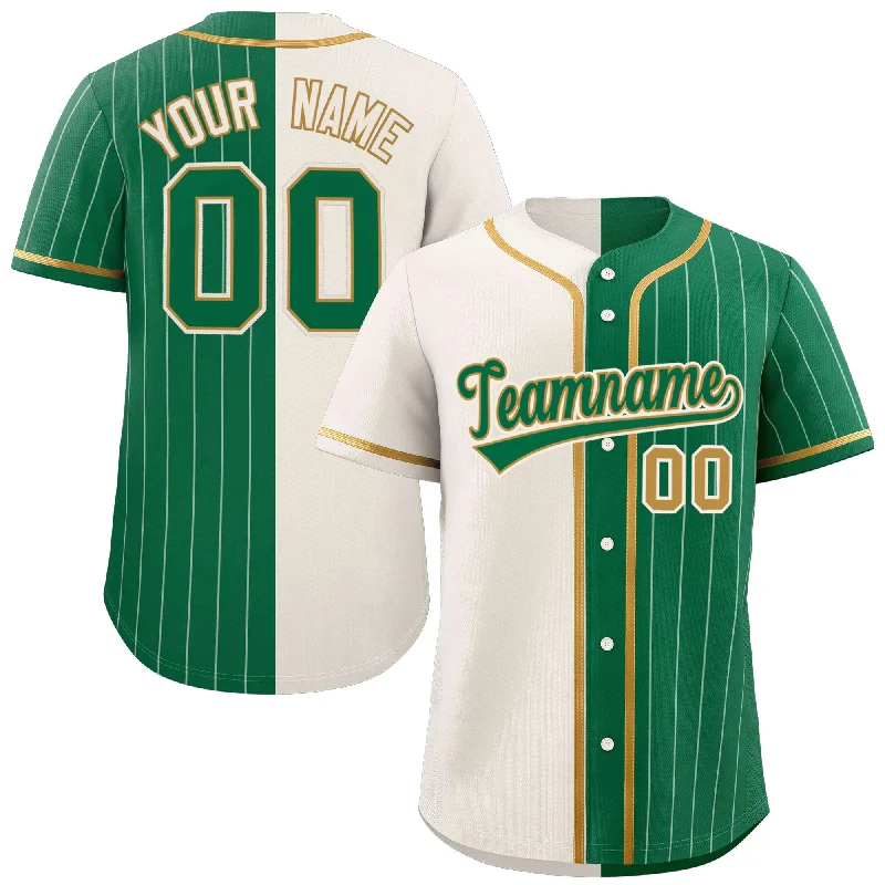 Baseball Jersey Country Flag-Custom Cream Kelly Green Stripe-Solid Combo Fashion Authentic Baseball Jersey