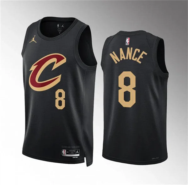 Basketball Jersey Gray-Men's Cleveland Cavaliers #8 Pete Nance Black Statement Edition Stitched Basketball Jersey