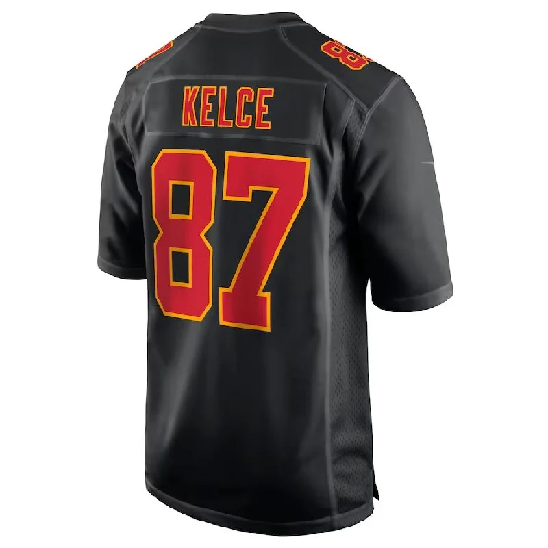 Football Jersey Limited Stock-KC.Chiefs #87 Travis Kelce Black Super Bowl LVIII Carbon Fashion Game Player Jersey Football Jerseys