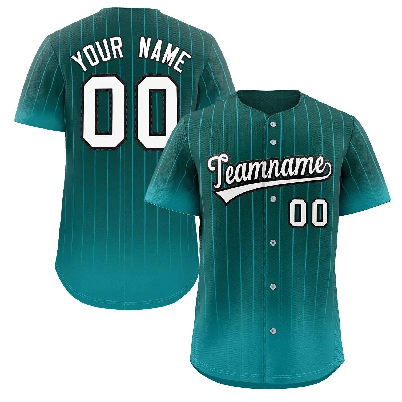 Baseball Jersey Championship-Custom Aqua white-Black Gradient Stripe Fashion Authentic Baseball Jersey