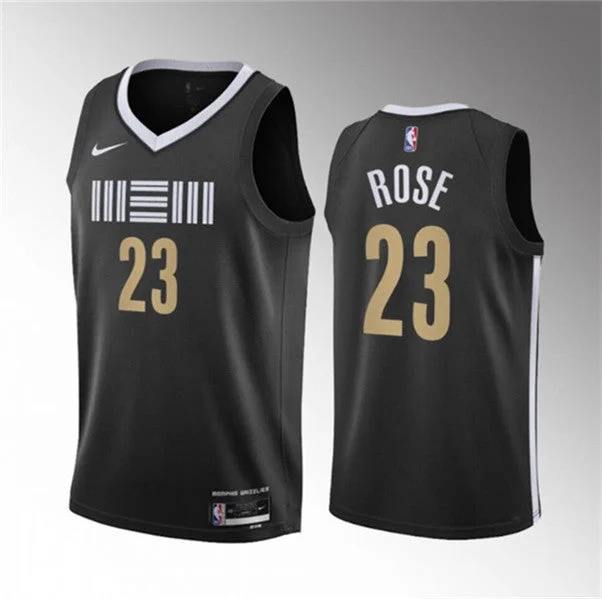 Basketball Jersey Team-Men's Memphis Grizzlies #23 Derrick Rose Black 2023-24 City Edition Stitched Basketball Jersey