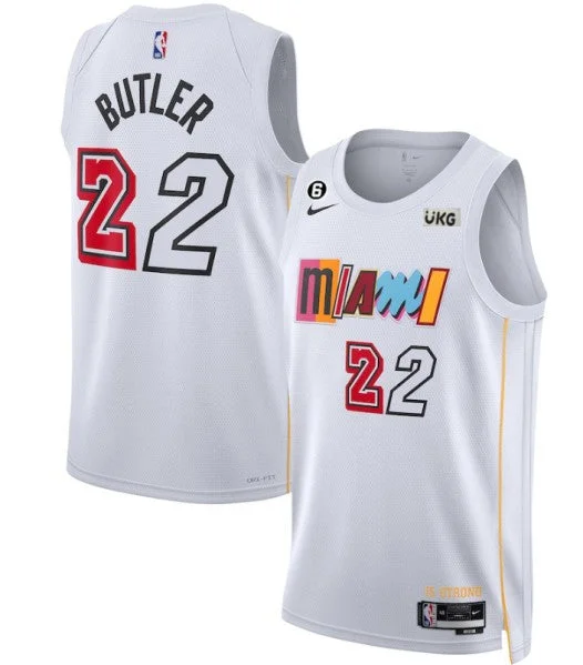 Basketball Jersey State Pride-Men's Miami Heat #22 Jimmy Butler White 2022/23 City Edition With NO.6 Patch Stitched Basketball Jersey