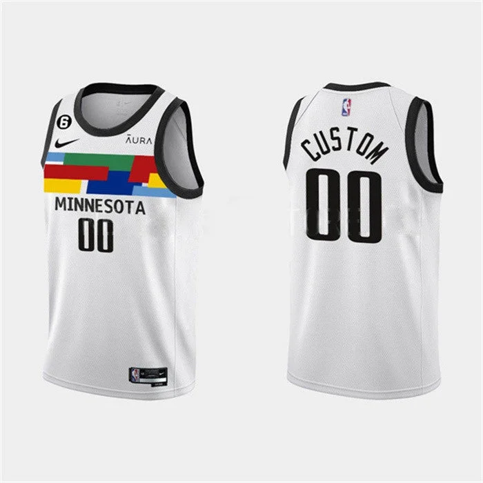 Basketball Jersey Road Trip-Men's Minnesota Timberwolves Active Player Custom White 2022/23 City Edition With NO.6 Patch Stitched Basketball Jersey