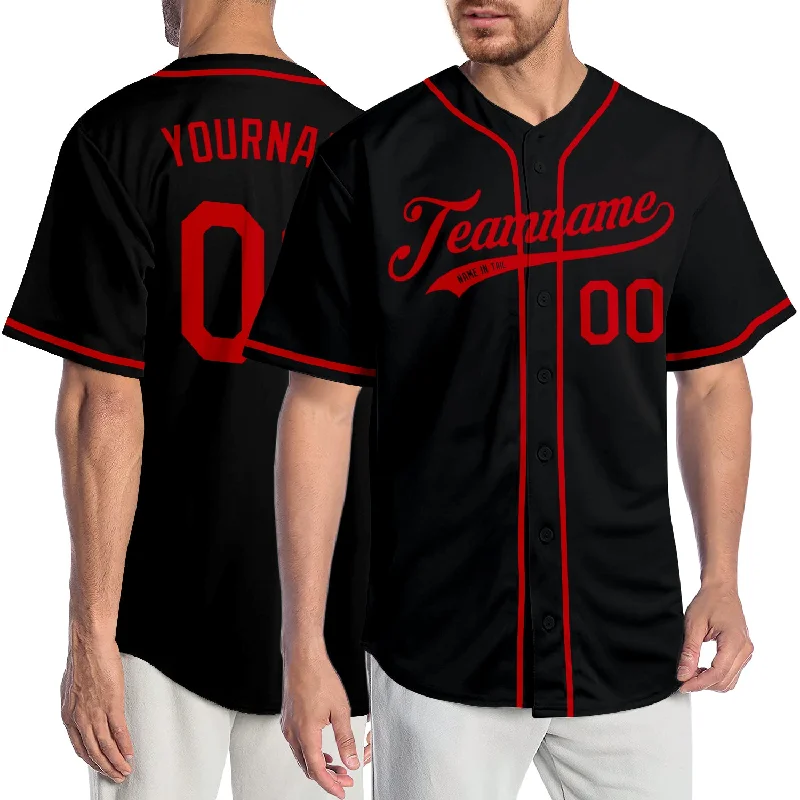 Baseball Jersey Modern-Custom Black Red Authentic Baseball Jersey