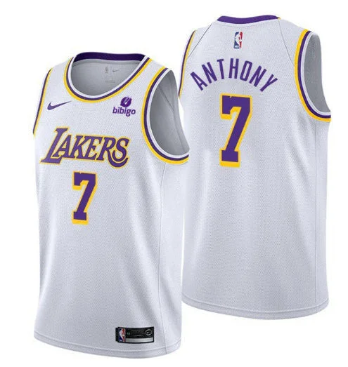 Basketball Jersey Basketball Team-Men's Los Angeles Lakers #7 Carmelo Anthony "bibigo" White 75th Anniversary Stitched Basketball Jersey