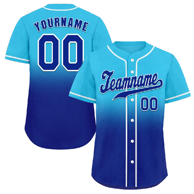 Baseball Jersey Baseball Dad-Custom Aqua Blue Fade Fashion Blue Authentic Baseball Jersey